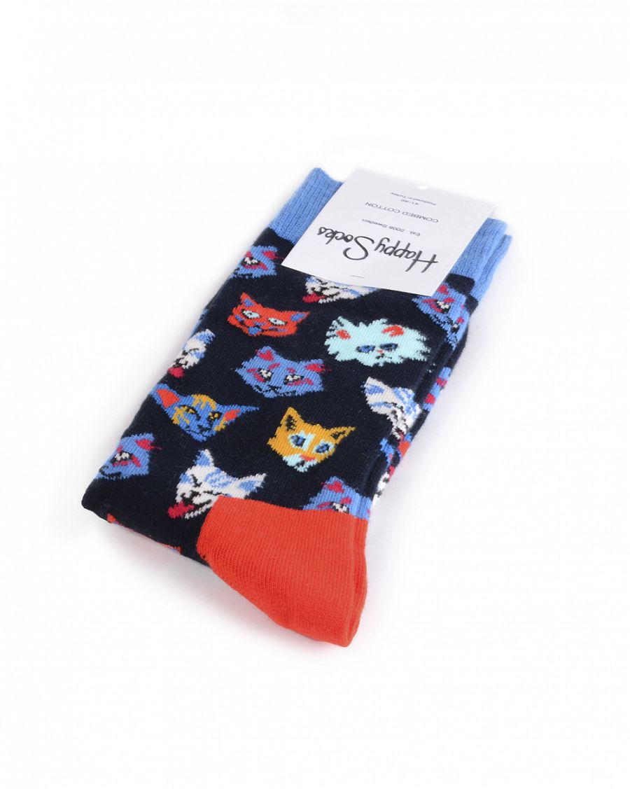 Носки мужские Happy Socks Combed Cotton Cats Blue отзывы
