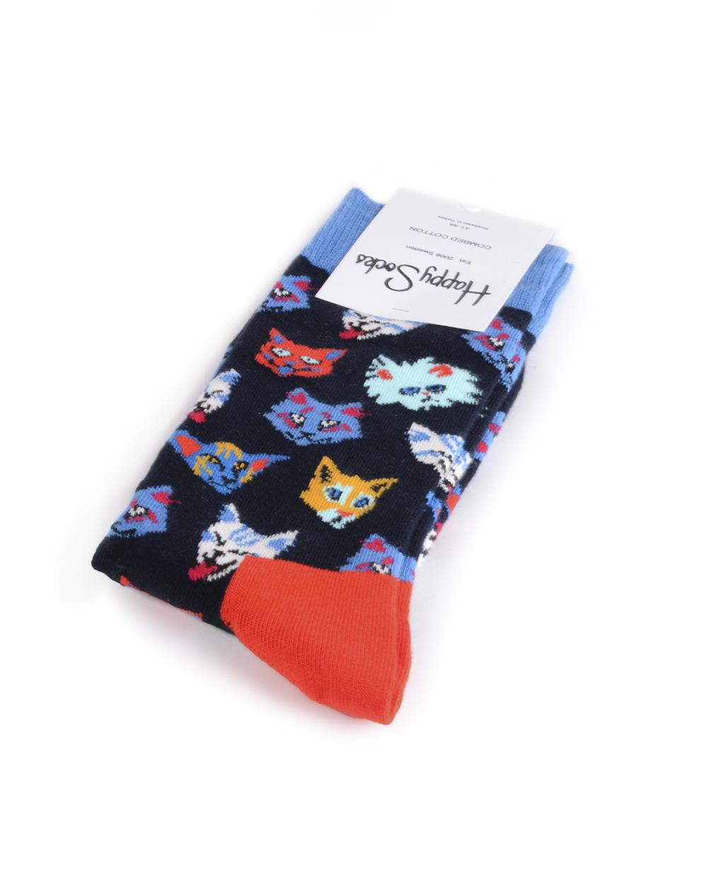 Носки мужские Happy Socks Combed Cotton Cats Blue отзывы