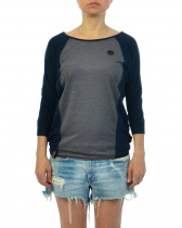 Футболка женская рукав 2/3 на рекинке Германия Naketano Purger Mit Burger III Dark Blue-Dark Grey