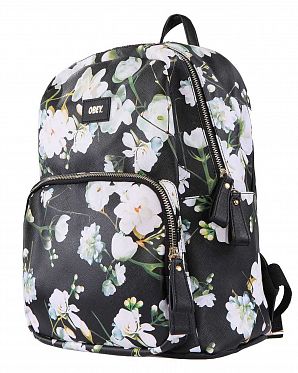 Рюкзак маленькй кожаный водонепроницаемый Obey Black White Рюкзак маленькй кожаный водонепроницаемый Obey Black White