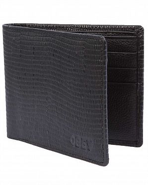 Кошелек кожаный Obey Gentry Bi-Fold Snake Leather Black Кошелек кожаный Obey Gentry Bi-Fold Snake Leather Black