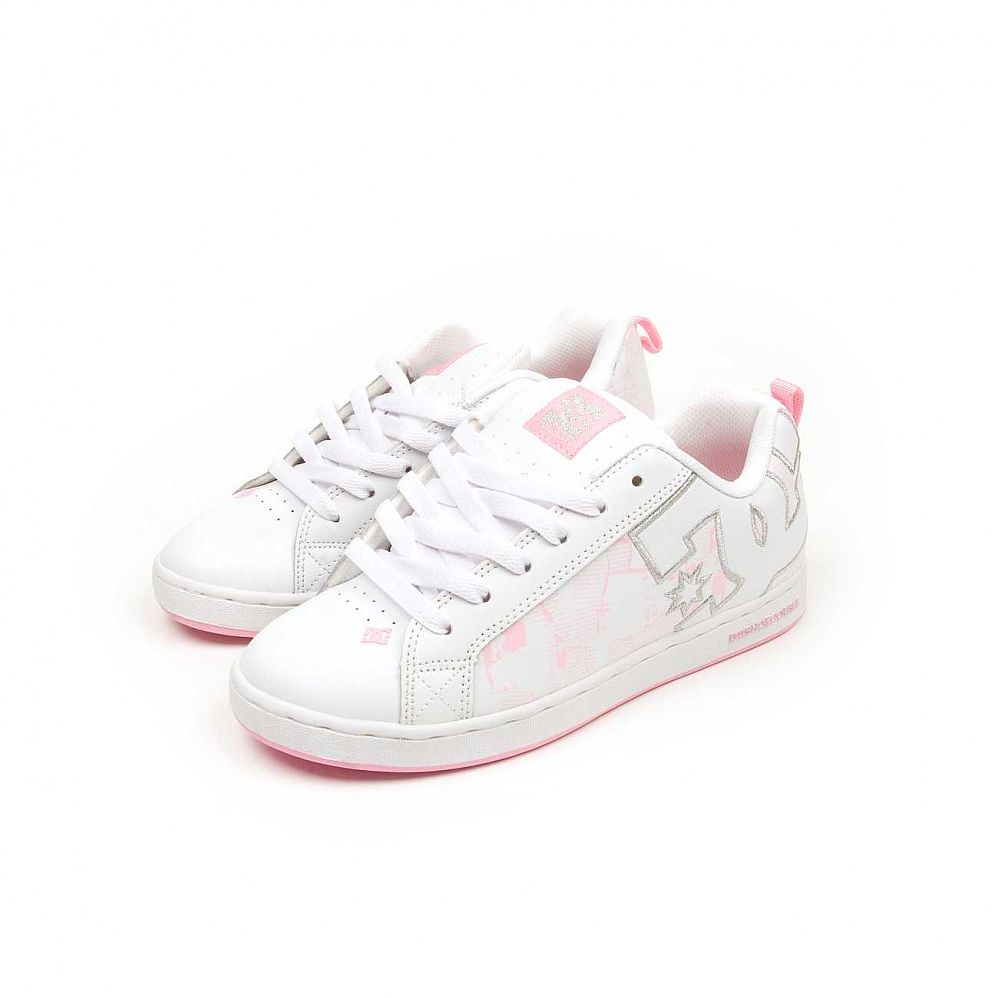 Кеды женские кожа DC Shoes Court Graffik White Pink Silver отзывы