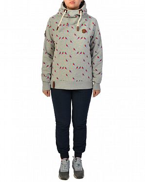 Толстовка женская с капюшоном Naketano Schmierlappen Doofmann II Grey Green Head Mel