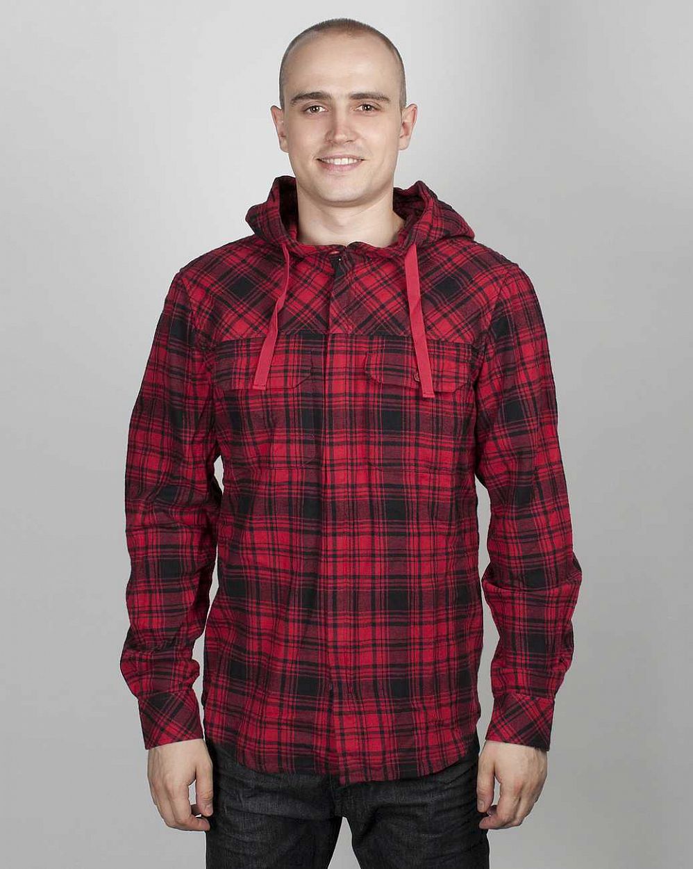 купить Рубашка Addict Hooded Shirt red Check в Москве купить Рубашка Addict Hooded Shirt red Check в Москве