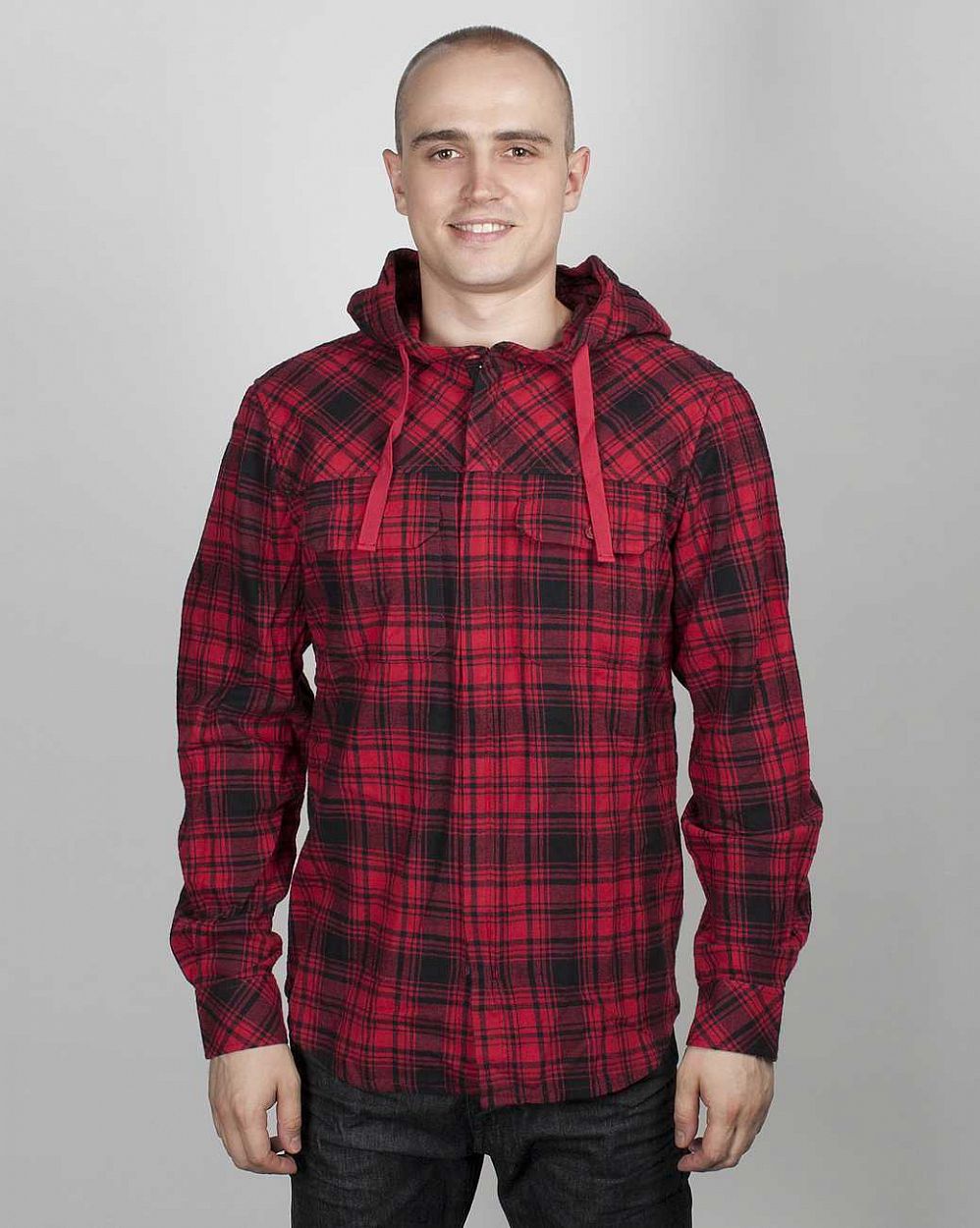 Рубашка Addict Hooded Shirt red Check отзывы