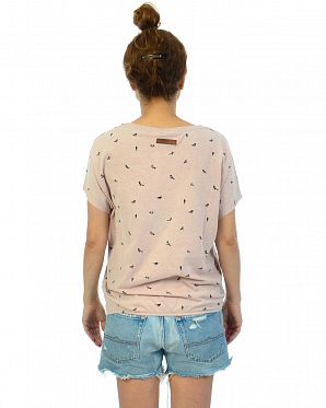 Футболка женская на резинке свободная Германия Naketano Rein Raus Sikis II Dusty pink Melange Футболка женская на резинке свободная Германия Naketano Rein Raus Sikis II Dusty pink Melange