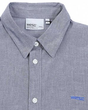 Рубашка мужская с коротким рукавом Wesc Gaber Chambray Dark Blue Рубашка мужская с коротким рукавом Wesc Gaber Chambray Dark Blue
