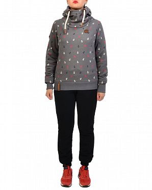 Толстовка женская с капюшоном Naketano Taschenbilliard Ins Dark Grey Mel Толстовка женская с капюшоном Naketano Taschenbilliard Ins Dark Grey Mel