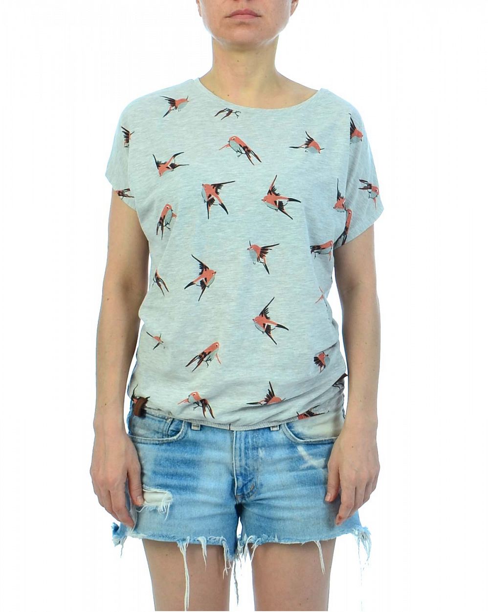 Футболка женская на резинке Германия Naketano Spring Girl Stone Grey Melange отзывы