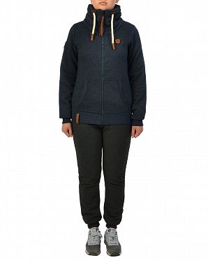 Толстовка женская на молнии с высоким воротом Naketano Monsterbumserin Indigo Blue Mel Толстовка женская на молнии с высоким воротом Naketano Monsterbumserin Indigo Blue Mel