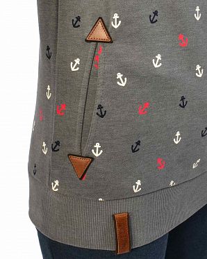 Толстовка женская с капюшоном Naketano Guts over Fear Dark Grey Melange