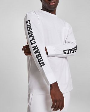 Футболка с длинным рукавом Urban Classics Logo Boxy Pocket White Футболка с длинным рукавом Urban Classics Logo Boxy Pocket White