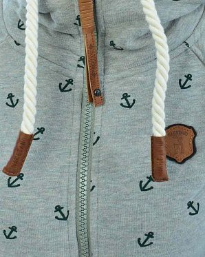 Толстовка женская на молнии с капюшоном Naketano Scheideanstalt Mothership Gun Smoke Grey