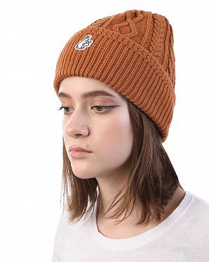 Шапка вязанная с подворотом FR2 Rib Stitch Made in Japan Tabaco