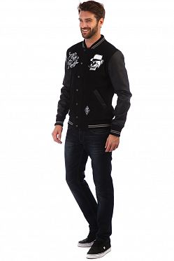 Бомбер Rum Knuckies Skull in hat Black Бомбер Rum Knuckies Skull in hat Black