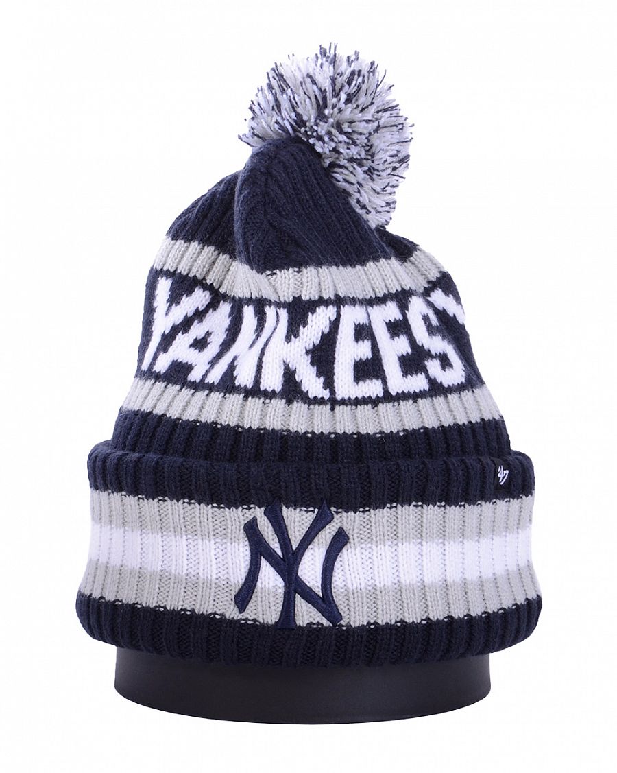 Шапка с помпоном на флисе '47 Brand Baseball New York Yankees Black Grey отзывы