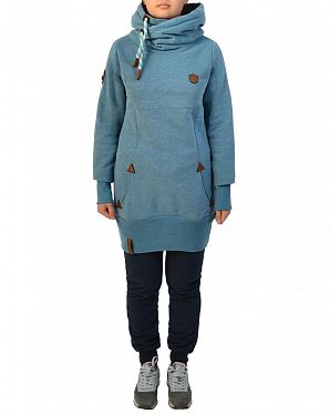 Толстовка женская длинная с капюшоном Naketano Lange Light Blue Melange Толстовка женская длинная с капюшоном Naketano Lange Light Blue Melange