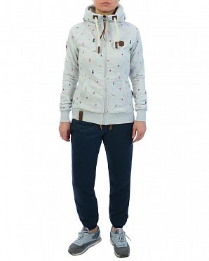 Толстовка женская на молнии с капюшоном Naketano Naketano Wuppi Fruit Amazing Grey