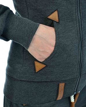 Толстовка женская на молнии с высоким воротом Германия Naketano Hanza Bau ma Anthracite