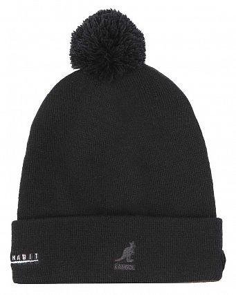 Шапка вязанная с помпоном Kangol Bad Habit Black