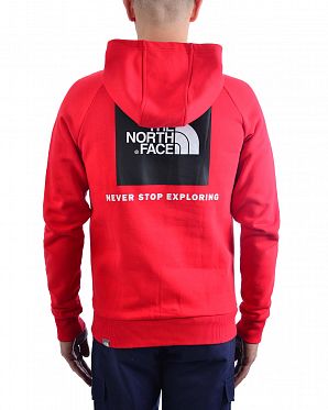 Толстовка мужская с капюшоном флисовая The North Face Raglan Red Box Red Толстовка мужская с капюшоном флисовая The North Face Raglan Red Box Red