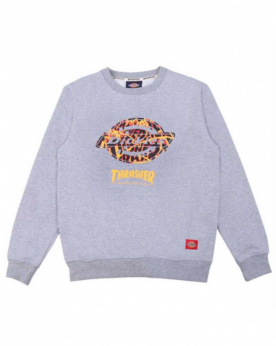 Толстовка свитшот женская Dickies 1922 & Thrasher Flame Crew Grey отзывы