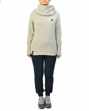 Толстовка женская с длинным воротом Naketano Kurzer Stone Grey Mel Толстовка женская с длинным воротом Naketano Kurzer Stone Grey Mel