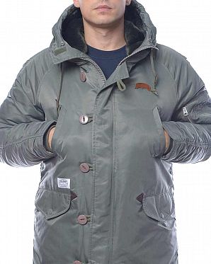 Пуховик водонепроницаемый на гусином пуху Корея NudeBones Olive Пуховик водонепроницаемый на гусином пуху Корея NudeBones Olive