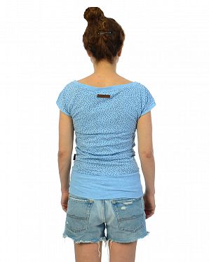 Футболка женская на широкой манжете Германия Naketano Dizzel Dizzel Dizzel V Amazing Blue Melange