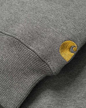 Толстовка мужская на флисе Carhartt Chase Sweat Dark Grey Толстовка мужская на флисе Carhartt Chase Sweat Dark Grey