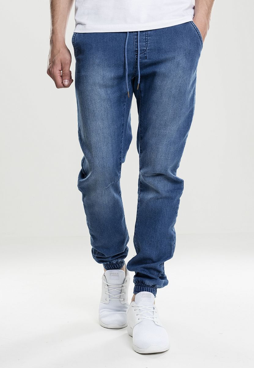 Джоггеры летние джинсовые эластичные Urban Classics 1794 Knitted Blue отзывы