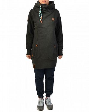 Толстовка женская длинная с капюшоном Naketano Lange Anthracite Melange