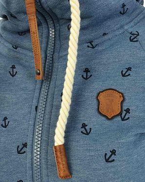 Толстовка женская на молнии с капюшоном Naketano Preiselbeeren Cam III Bue Melange