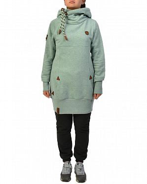 Толстовка женская длинная с капюшоном Naketano Lange Wiederkauer Grun Melange Толстовка женская длинная с капюшоном Naketano Lange Wiederkauer Grun Melange