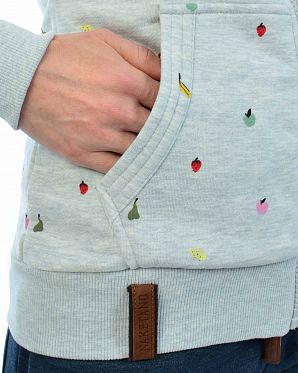 Толстовка женская на молнии с капюшоном Naketano Naketano Wuppi Fruit Amazing Grey