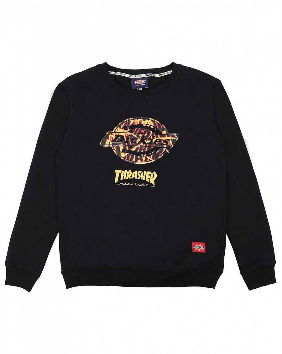 Толстовка свитшот женская Dickies 1922 & Thrasher Flame Crew Black отзывы