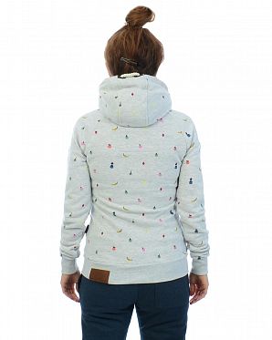 Толстовка женская на молнии с капюшоном Naketano Naketano Wuppi Fruit Amazing Grey