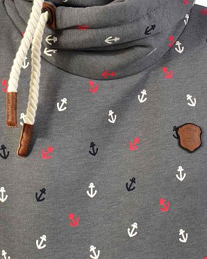 Толстовка женская с капюшоном Naketano Guts over Fear Dark Grey Melange