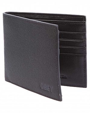 Кошелек кожаный Obey Gentry Bi-Fold ID-Window Leather Logo Black Кошелек кожаный Obey Gentry Bi-Fold ID-Window Leather Logo Black