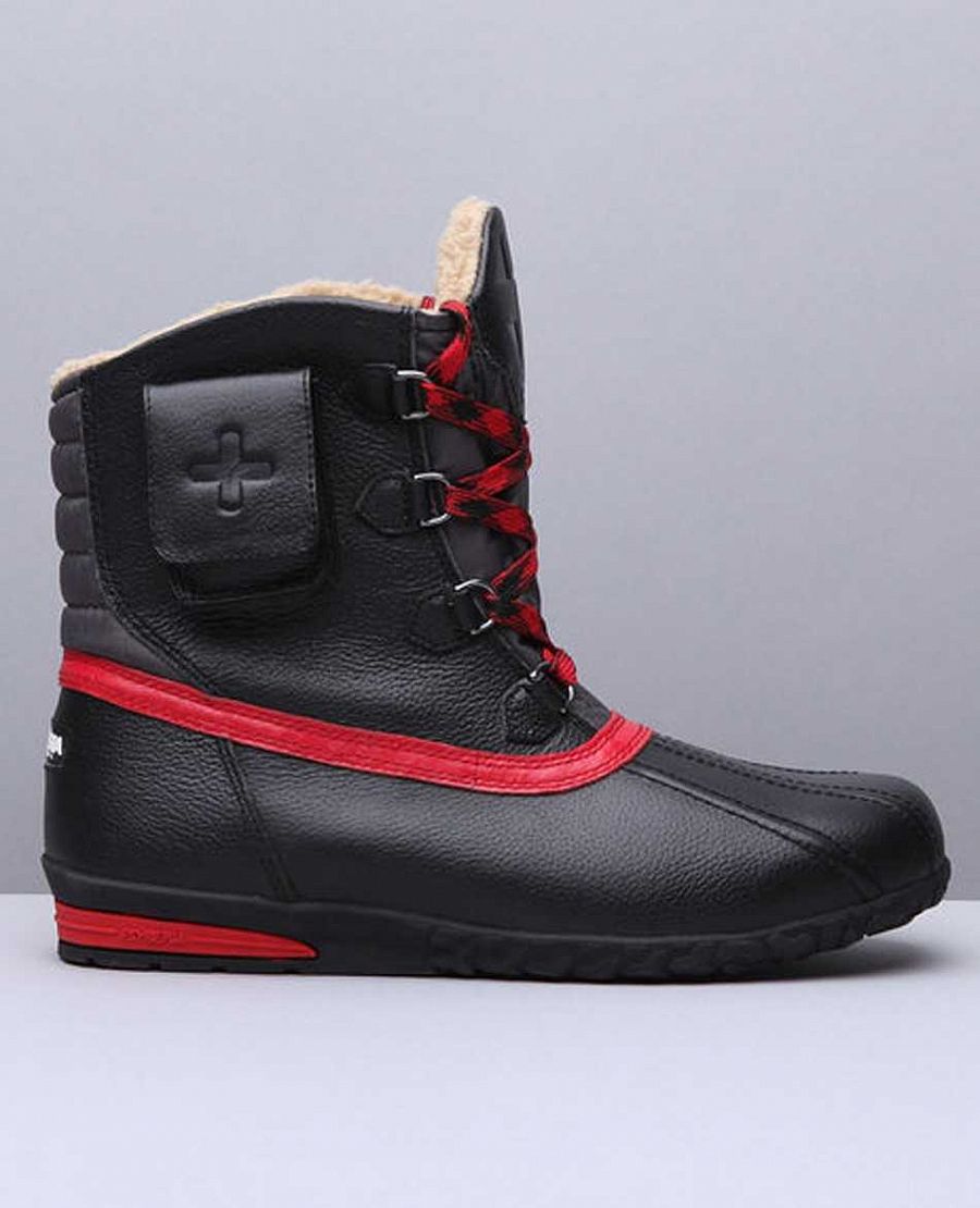 Ботинки мужские кожаные водонепроницаемые Psyberia Jack Black Red Grey отзывы
