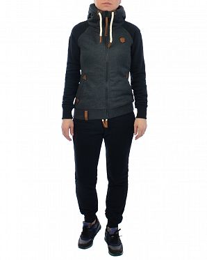 Толстовка женская с капюшоном на молнии Германия Naketano Mach Anthracite Black