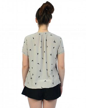 Футболка женская на резинке свободная Германия Naketano Schmeckt Birds XLIV