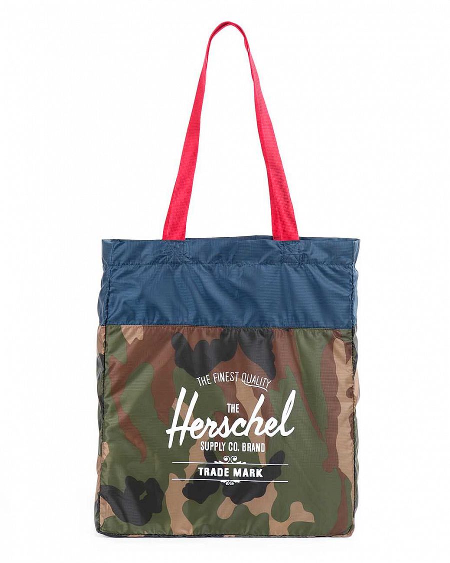 Сумка Herschel Packable Travel Tote Bag Woodland Camo Navy Red отзывы