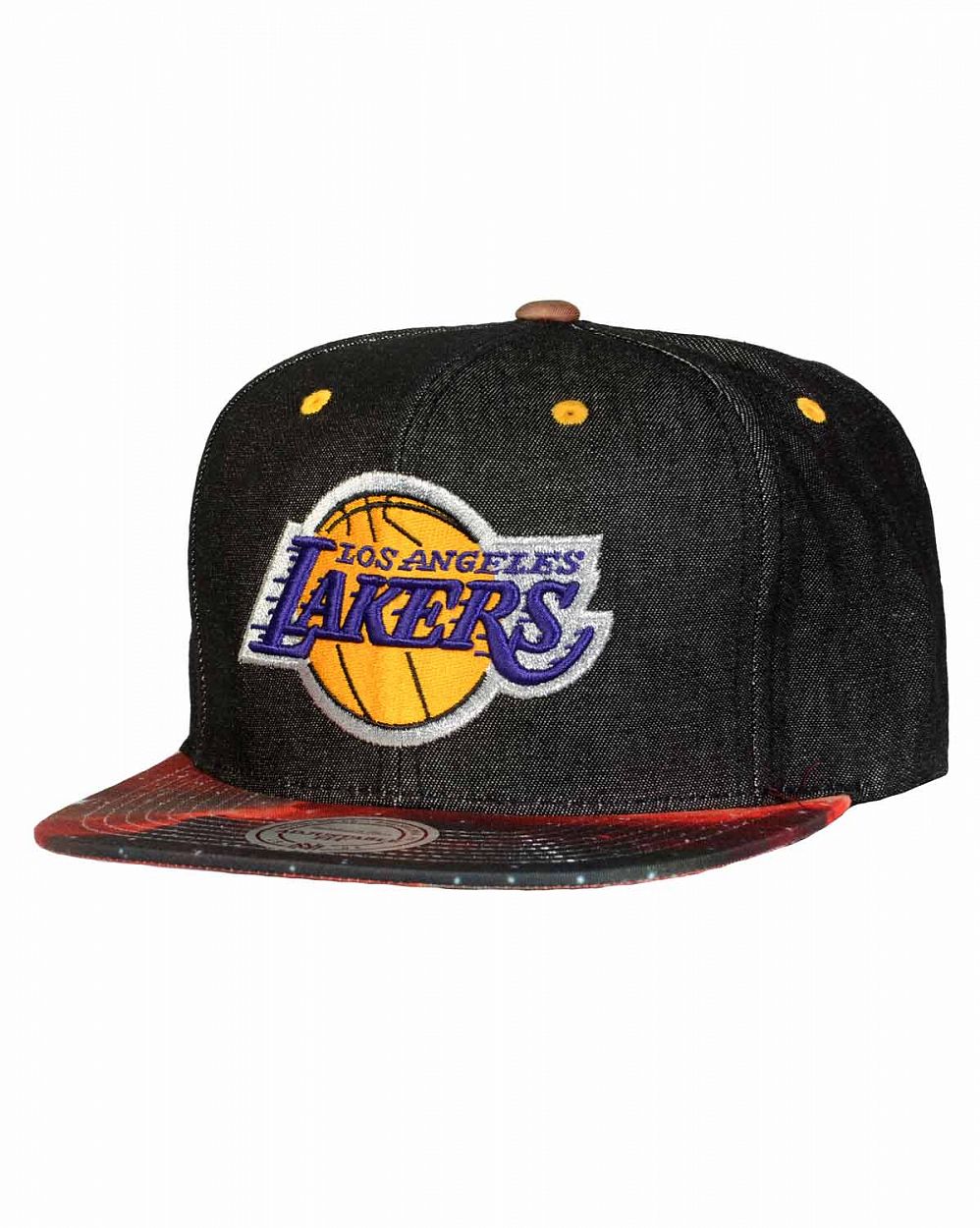 Бейсболка с прямым козырьком Mitchell and Ness GALAXY Los Angeles Lakers Heather Grey отзывы