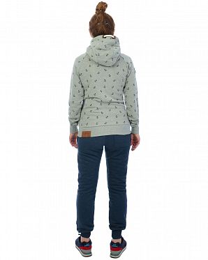 Толстовка женская на молнии с капюшоном Naketano Scheideanstalt Mothership Gun Smoke Grey