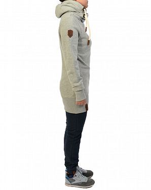 Толстовка женская длинная с капюшоном Naketano Gib Ma Auf Kombi Grey Melange Толстовка женская длинная с капюшоном Naketano Gib Ma Auf Kombi Grey Melange