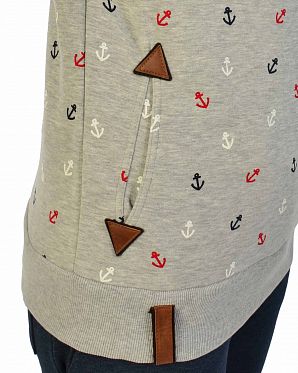 Толстовка женская с капюшоном Naketano Guts over Fear Grey Melange