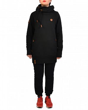 Толстовка длинная женская с капюшоном Naketano Darth Long IX Black Толстовка длинная женская с капюшоном Naketano Darth Long IX Black