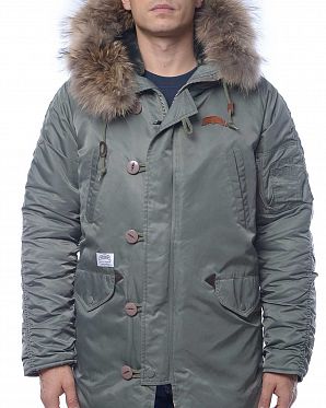 Пуховик водонепроницаемый на гусином пуху Корея NudeBones Olive