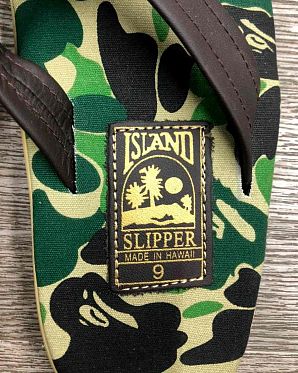Шлепанцы мужские Hand Made in Hawaii USA Island Slipper Canvas Whale + Leather Camo Шлепанцы мужские Hand Made in Hawaii USA Island Slipper Canvas Whale + Leather Camo